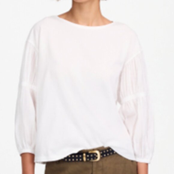 New with Tags Madewell Puff-Sleeve Drop-Shoulder Knit Top Women's Size Small - Picture 1 of 6